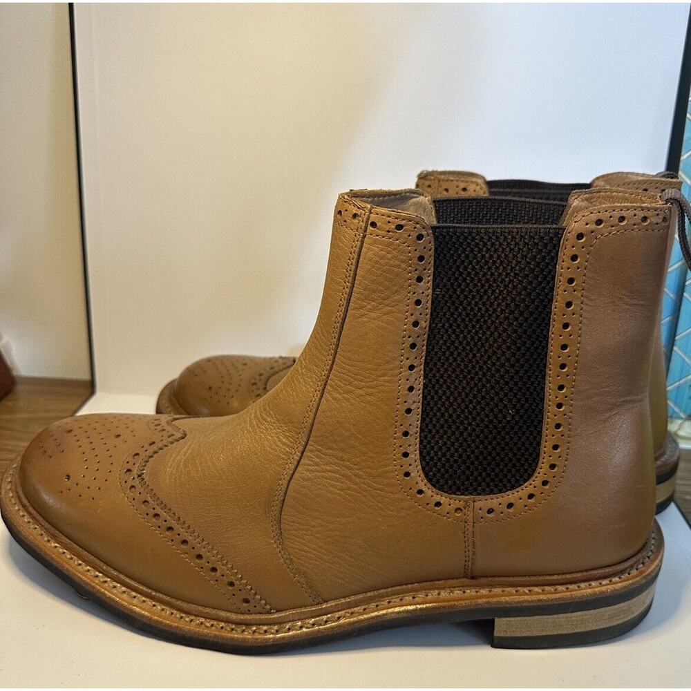 Mens Samuel Windsor Tan Wing Tip York Country Brogue Pull On Boot Size 12